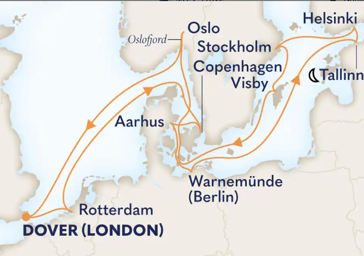 Baltic and Scandinavian Capitals route map